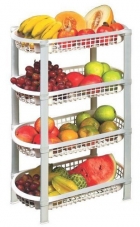 Fruteira De Chão Organizador De Cozinha De Plástico Fr-02 Cor Branco