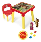 Mesinha Com Cadeira Infantil Masha E O Urso + 2 Bonecos